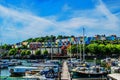 Bristol Marina with stunning sky and colourful houses