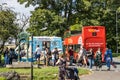 Bristol, UK- August 15, 2023: Ice cream truck serving locals and tourists in Clifton Bristol with Toot bus Royalty Free Stock Photo