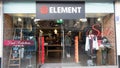 Bristol, UK - February 12 2020: Element skater clothing shop front and signs on The Horsefair