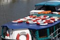 Lifebuoys on the roof of the ferry on the River Avon in Bristol on May 14, 2019