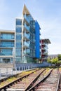 New apartments alongside the derelict railway lines in the dockyard area of Bristol on May 14, 2019