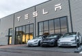 Bristol , UK - October 24, 2023: New Tesla showroom Bristol. Tesla is an American company that designs, manufactures