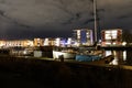 Bristol Waterfront at night Harbourside Inlet near Millennium promenade Royalty Free Stock Photo