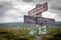 Britain, europe and emergency exit sign. Brexit concept. Royalty Free Stock Photo