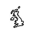 Black line icon for Britain, united kingdom and map