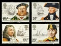 Britain Naval History Postage Stamps Royalty Free Stock Photo