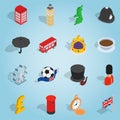 Britain set icons, isometric 3d style Royalty Free Stock Photo