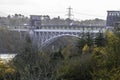 The Britannia Bridge over the Menai Straits between Bangor and Anglesey Royalty Free Stock Photo