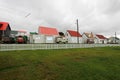 Brithis cars in front of typical british town houses in Port Stanley, Falkland Islands