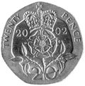 British 20p piece Royalty Free Stock Photo