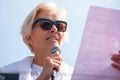 British actress Emma Thompson at the Extinction Rebellion protest at Oxford Circus, London, UK.