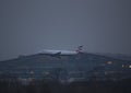 British Airways Airbus Landing at night at Heathrow Airport