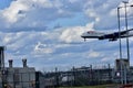 A British Airways airplane about to land