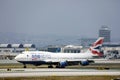 British Airways Boeing B747 plane taking off from Los Angeles Airport LAX Royalty Free Stock Photo