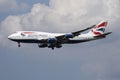 British Airways Boeing 747-400 G-CIVO passenger plane landing at London Heathrow Airport Royalty Free Stock Photo