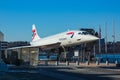 British Airways Concorde supersonic passenger jet on display at the Intrepid Sea, Air and Space Museum in New York City.