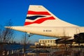 British Airways Concorde supersonic passenger jet on display at the Intrepid Sea, Air and Space Museum in New York City.