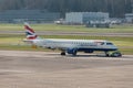 British airways Embraer E-190SR jet at the airport in Zurich in Switzerland Royalty Free Stock Photo