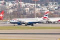 British airways Embraer E-190SR jet in Zurich in Switzerland Royalty Free Stock Photo