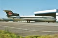 British Airways Hawker Siddeley HS121 Trident 3B at london Heathrow International Airport , United Kingdom on July 7 , 1975. Royalty Free Stock Photo