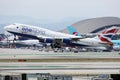 British Airways Boeing B747 plane taking off from Los Angeles Airport LAX Royalty Free Stock Photo