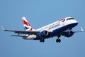 British Airways plane approaching runway Royalty Free Stock Photo