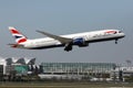 British Airways plane taking off, close-up