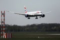 British Airways plane approaching the runway Royalty Free Stock Photo