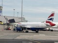 British Airways plane at WAW Chopin Airport in Warsaw, Poland Royalty Free Stock Photo