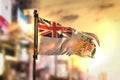 British Antarctic Territory Flag Against City Blurred Background