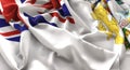 British Antarctic Territory Flag Ruffled Beautifully Waving Macro Close-Up Shot