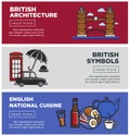 British architecture and national cuisine on web pages templates