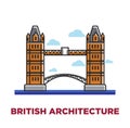 British architecture promo poster with famous London bridge