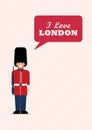 British Army soldier with word I love London