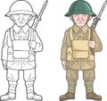 Army soldier during World War I coloring Royalty Free Stock Photo