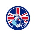 British Auto Mechanic Union Jack Flag Icon Royalty Free Stock Photo