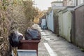 British Backstreet With Waste Bins