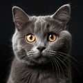 British breed cat on a black background. Generative AI