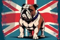 British Bulldog dog in front of a Union Jack flag Royalty Free Stock Photo