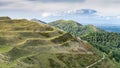 British Camp hill fort,panorama,view north,of Malvern Hills,Herefordshire,England,UK Royalty Free Stock Photo