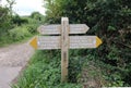 A British coast path sign between Bossington and Porlock Weir. It is also a permitted cycle path Royalty Free Stock Photo