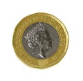 British coin isolated on white, top view