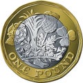 British coin one pound new 12-sided design Royalty Free Stock Photo