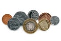 British coins on White Background Royalty Free Stock Photo
