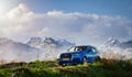 Audi quattro outdoors with Canadian Mountain Landscape in Background.