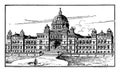 British columbia legislative buildings vintage illustration