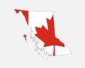 British Columbia Map on Canadian Flag. BC, CA Province Map on Canada Flag. EPS Vector Graphic Clipart Icon Royalty Free Stock Photo