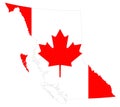 British Columbia map with Canadian flag - westernmost province of Canada