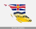 British Columbia Map Flag. Map of British Columbia Canada with flag isolated on white background. Canadian Province. Vector illust Royalty Free Stock Photo