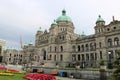 The British Columbia Parliament Building surrounded by flowerbeds Royalty Free Stock Photo